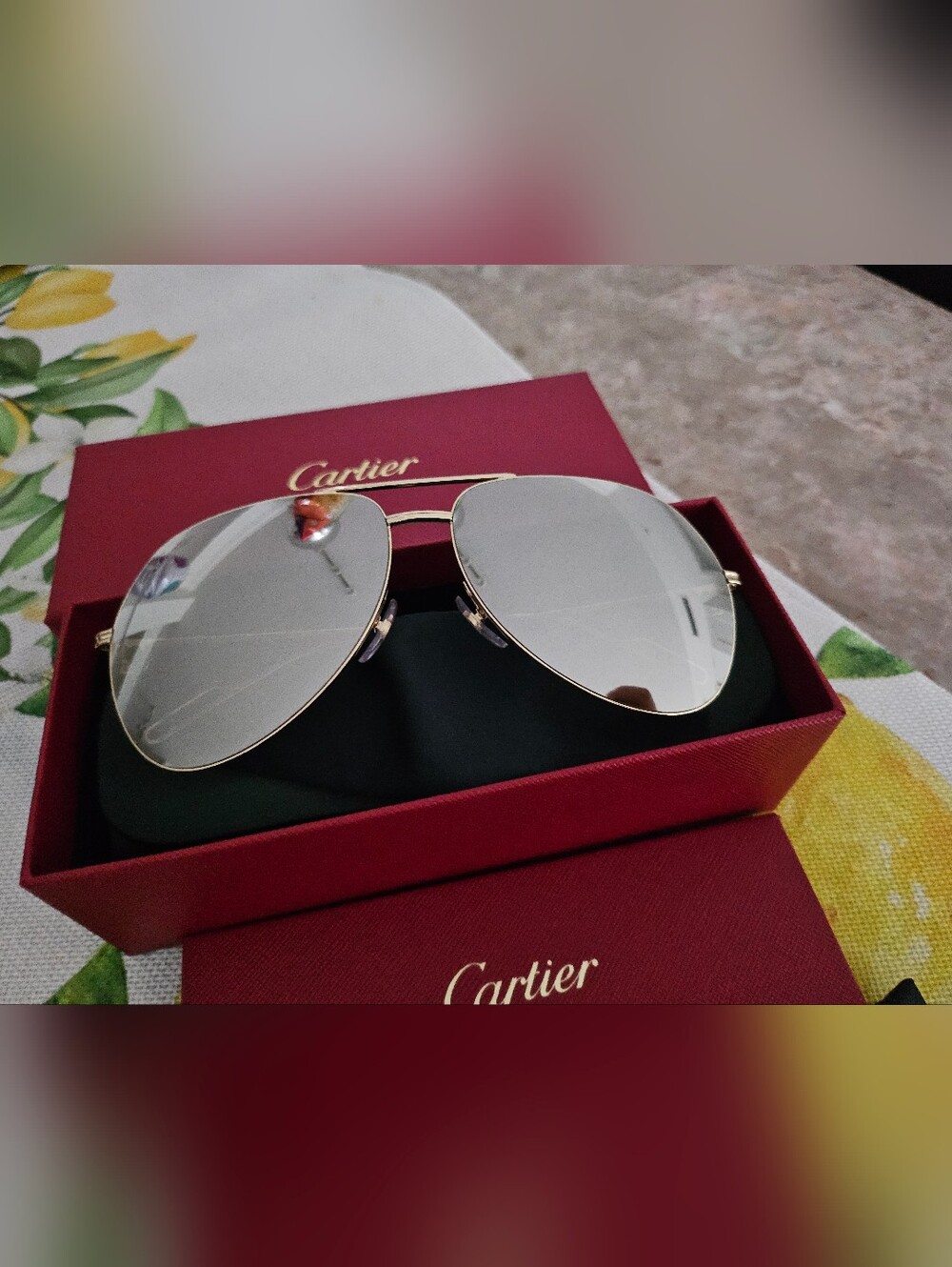 Cartier CT0110S 007 Aviator Sunglasses in Gold with  Mirrored Lenses
